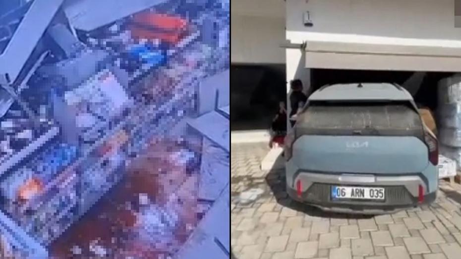 Muğla'da Otomobil Markete Dalınca Panik Yaşandı